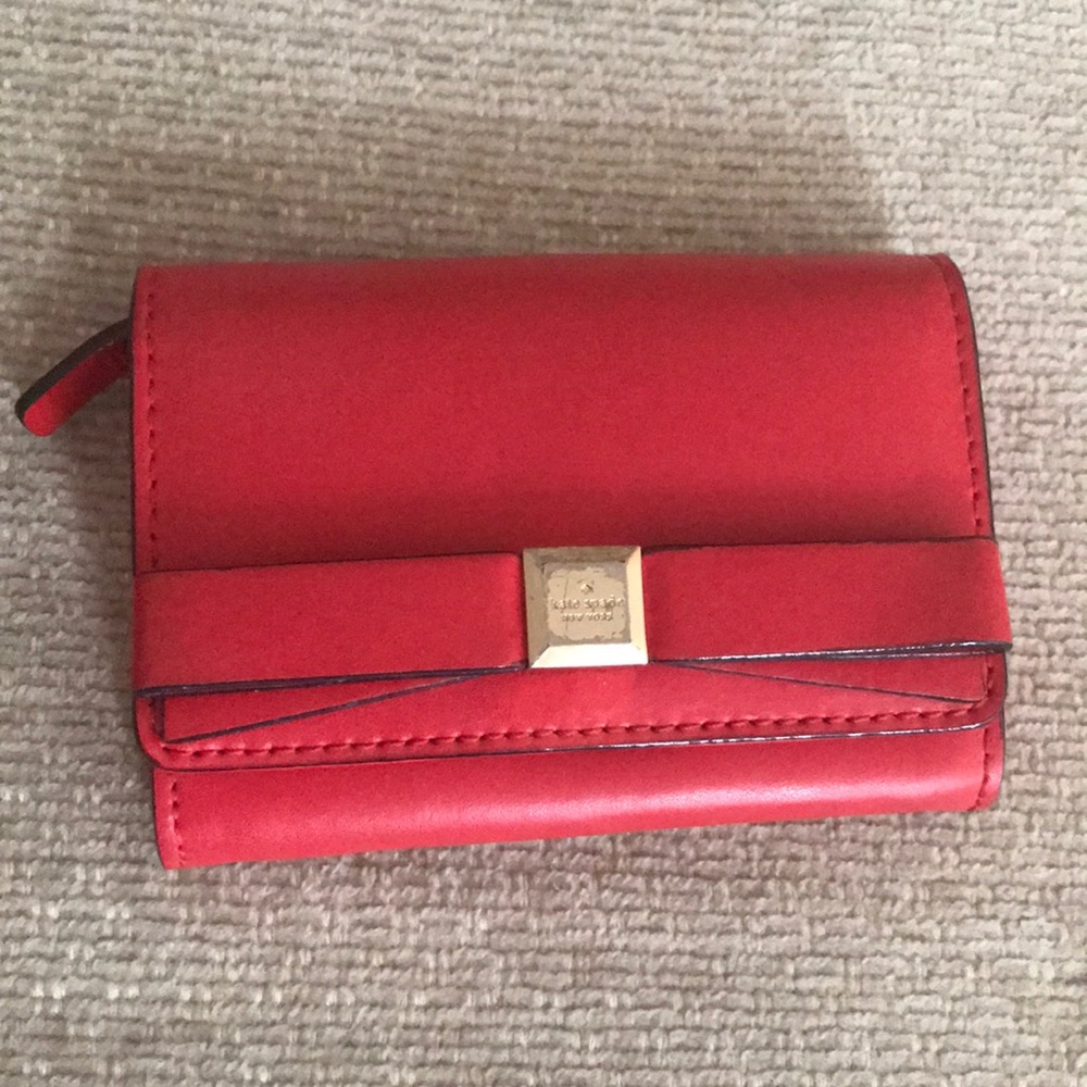 Kate Spade Red Wallet with Gold Keychain and Bow